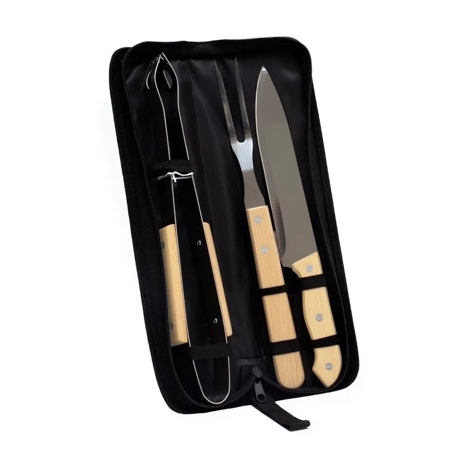 Kit churrasco 3 peças na cor preto