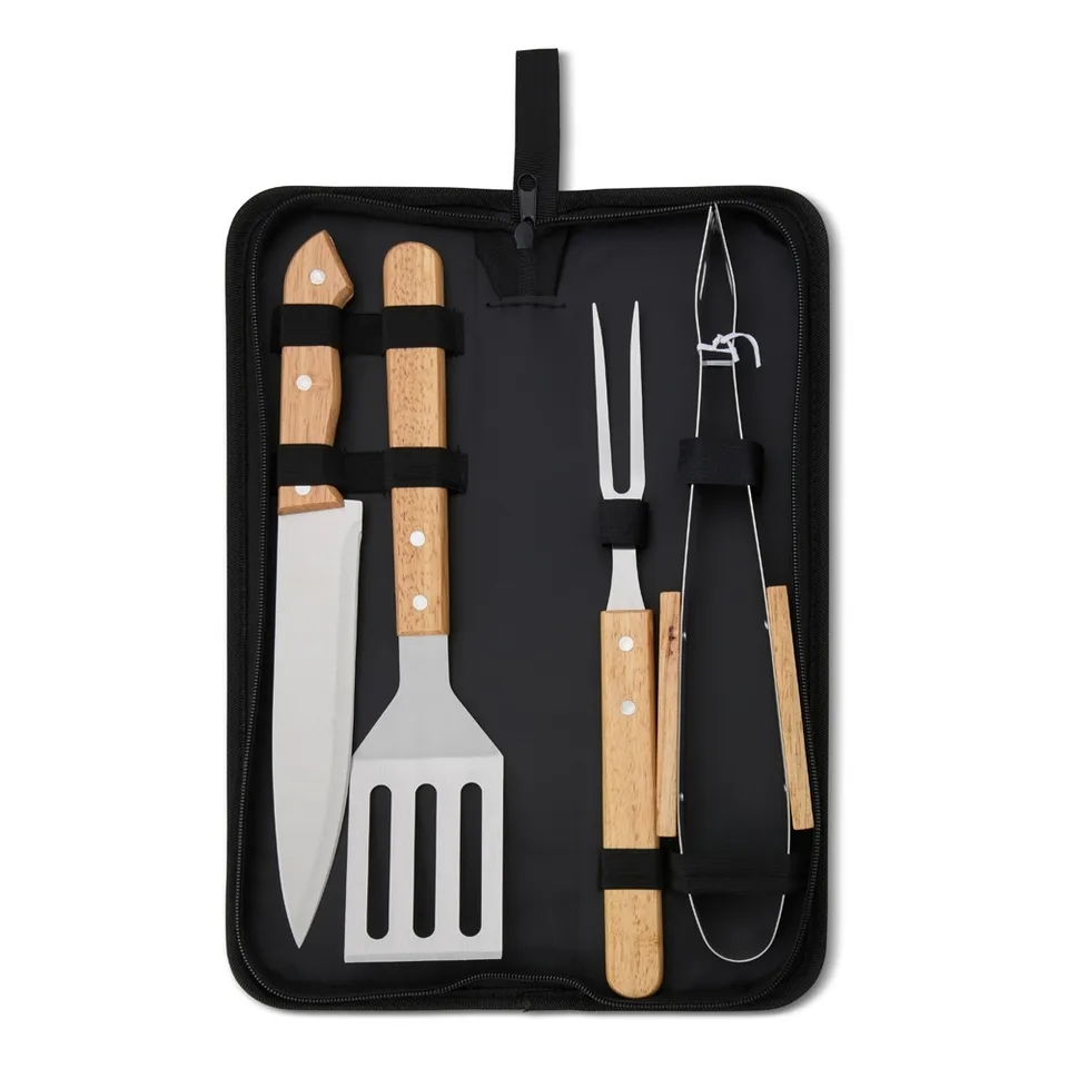 Kit churrasco 4 peças na cor preto