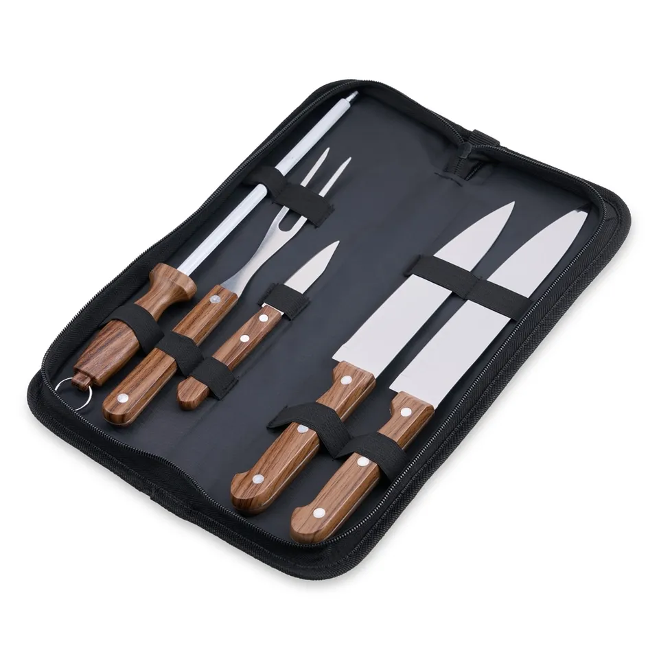 Kit churrasco 5 peças na cor preto