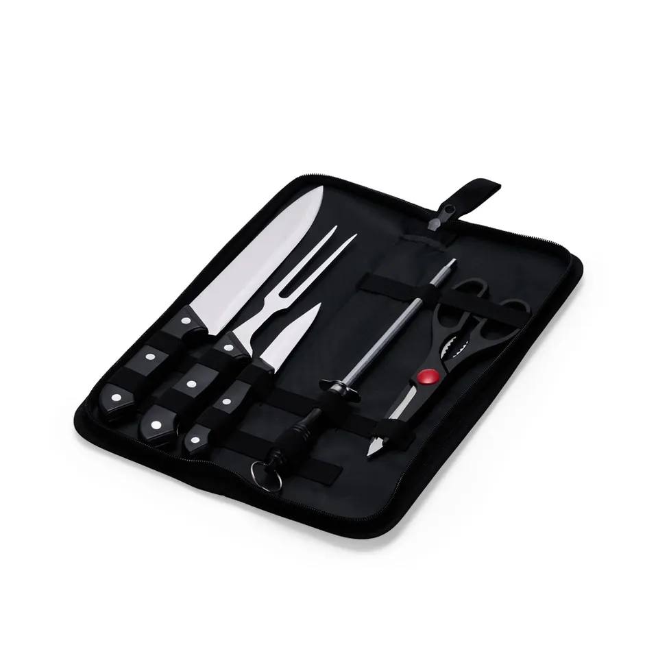 Kit churrasco 5 peças na cor preto