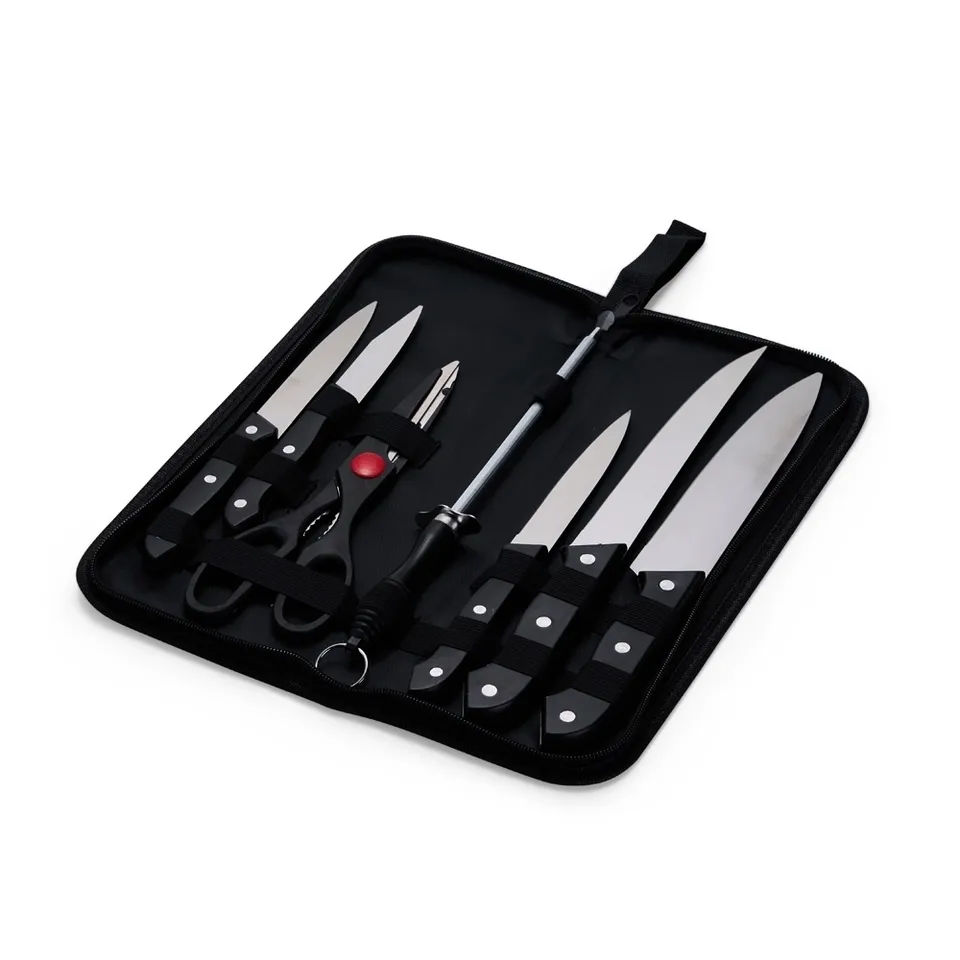 Kit churrasco 7 peças na cor preto
