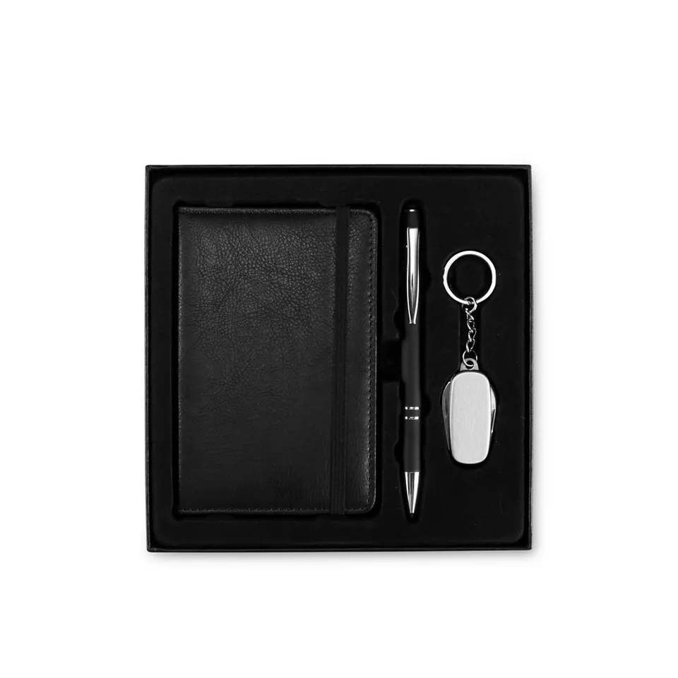 Kit executivo com 3 peças na cor preto