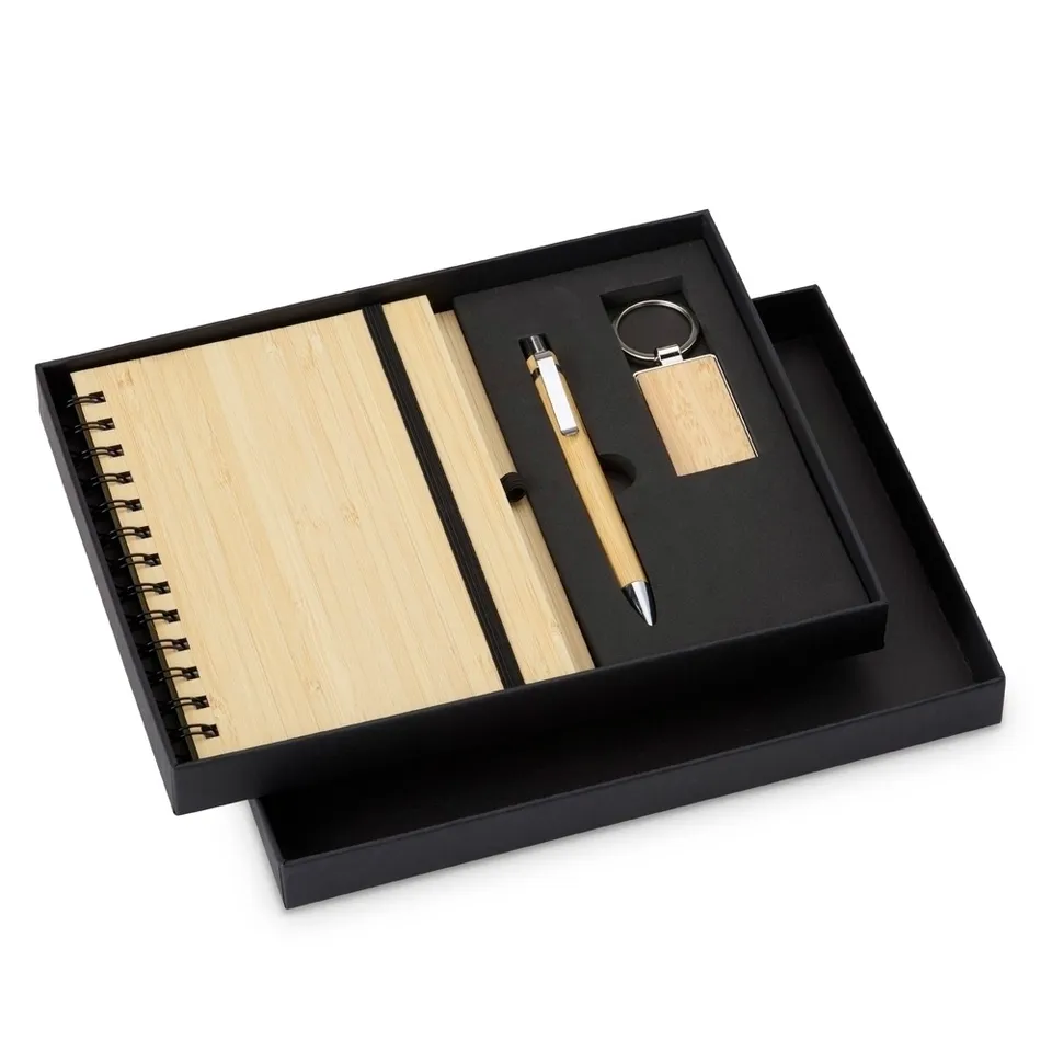 Kit executivo ecológico 3 peças na cor bambu