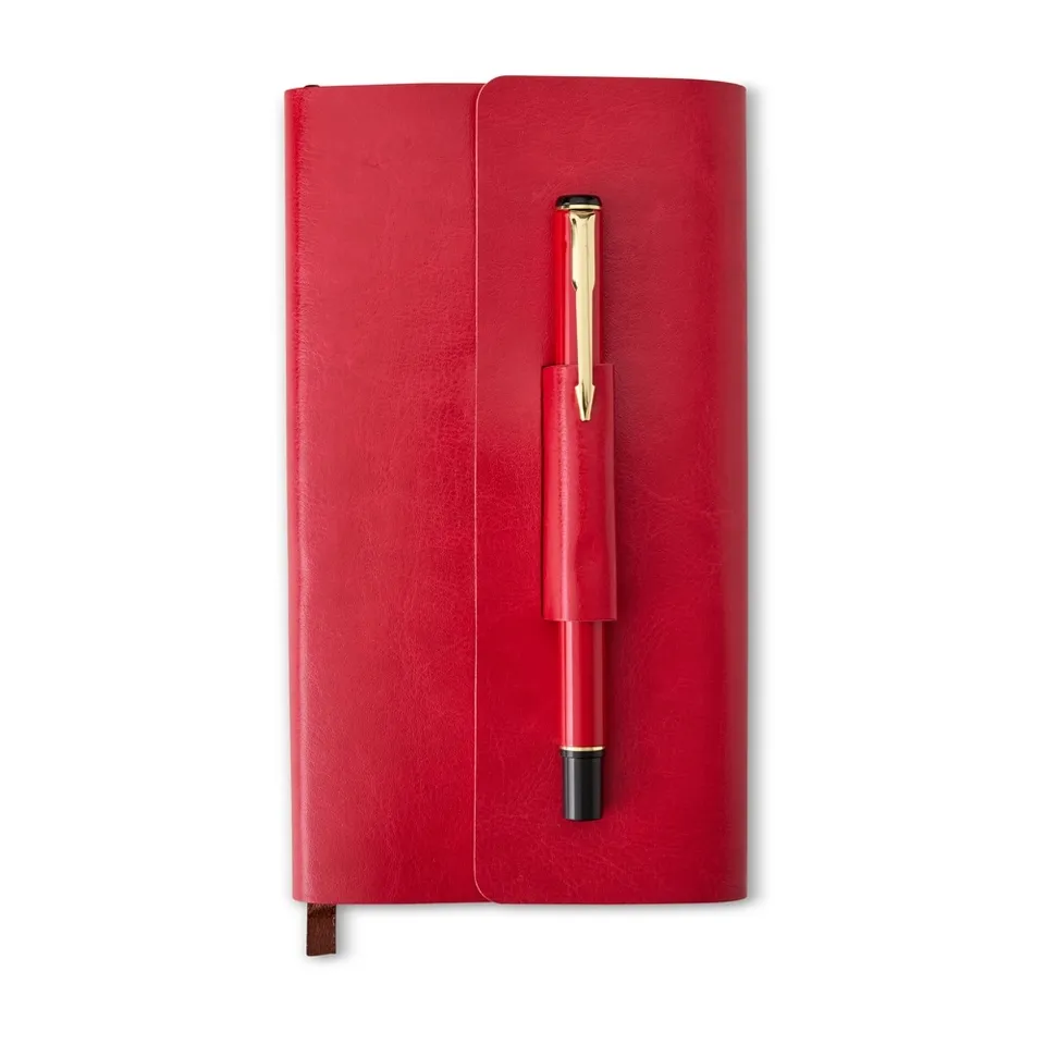Kit para anotações com caneta na cor vermelho