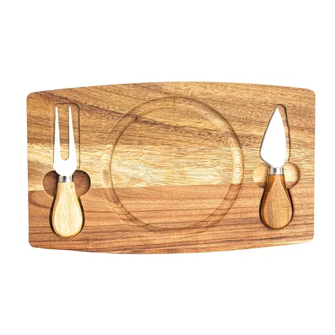 Kit queijo 2 pçs + tábua redonda