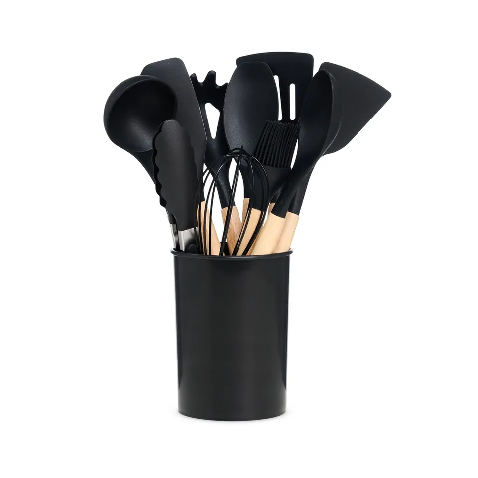 Kit utensílios 12 peças na cor preto