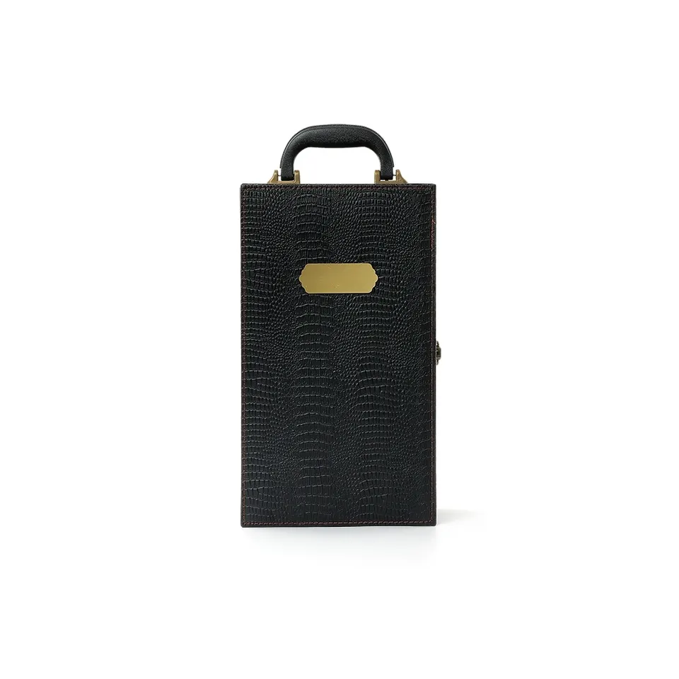 Kit vinho 4 peças c/ plaquinha na cor preto