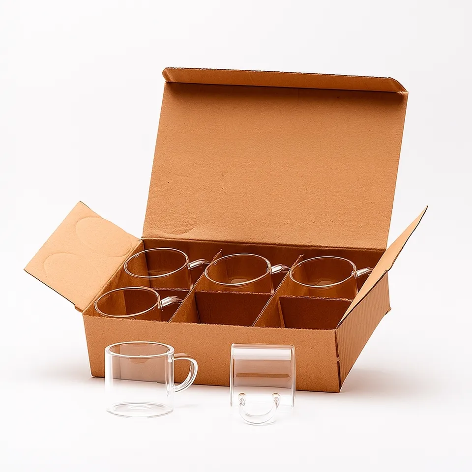 Kit xícaras de vidro 6 peças na cor transparente