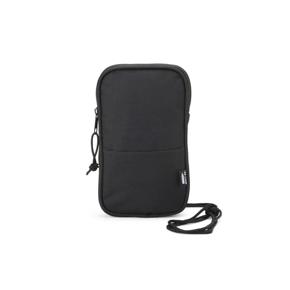 Mini bolsa transversal de RPET personalizada 1 litro na cor preto