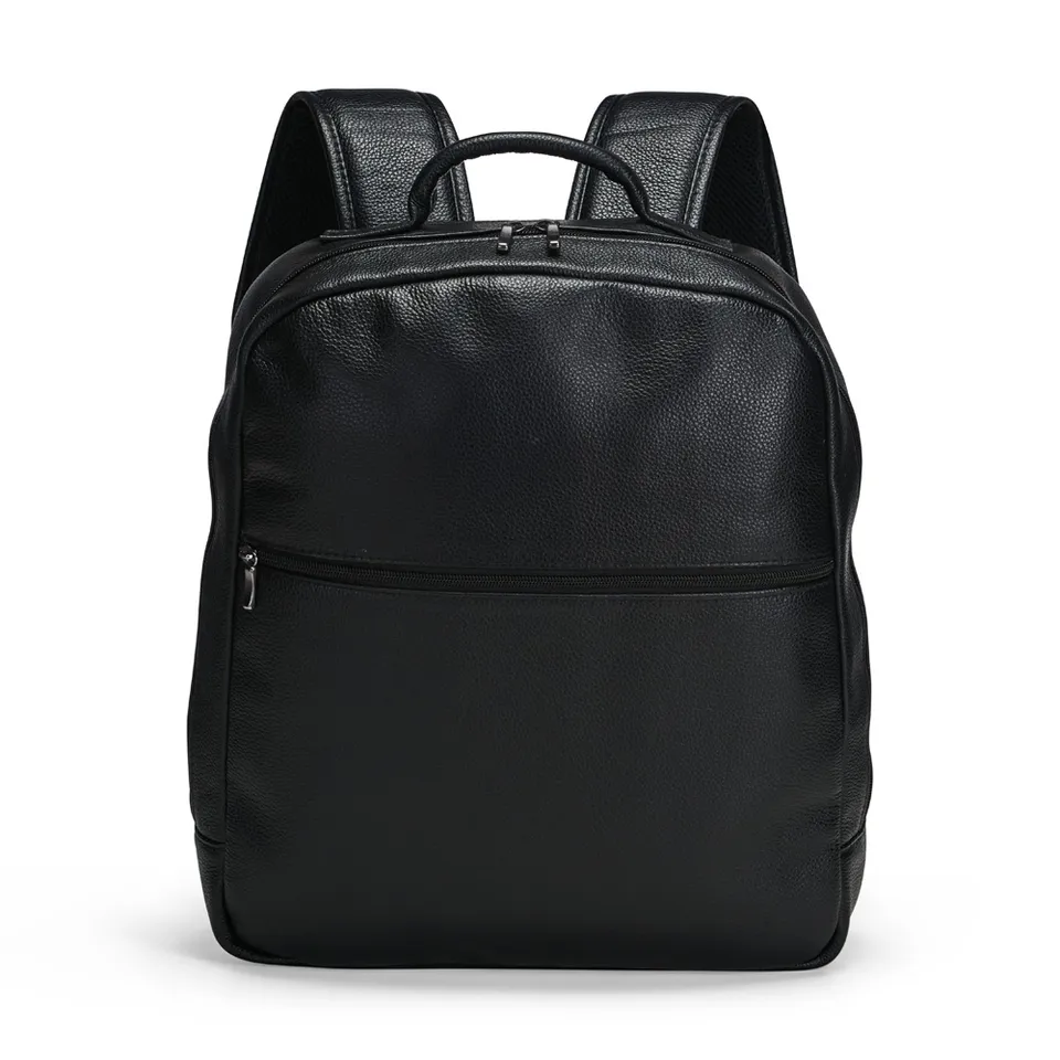 Mochila para notebook de couro legítimo personalizada 14 litros na cor preto