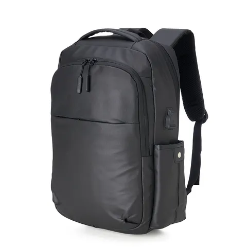 Mochila para notebook de couro sintético personalizada 20 litros com USB