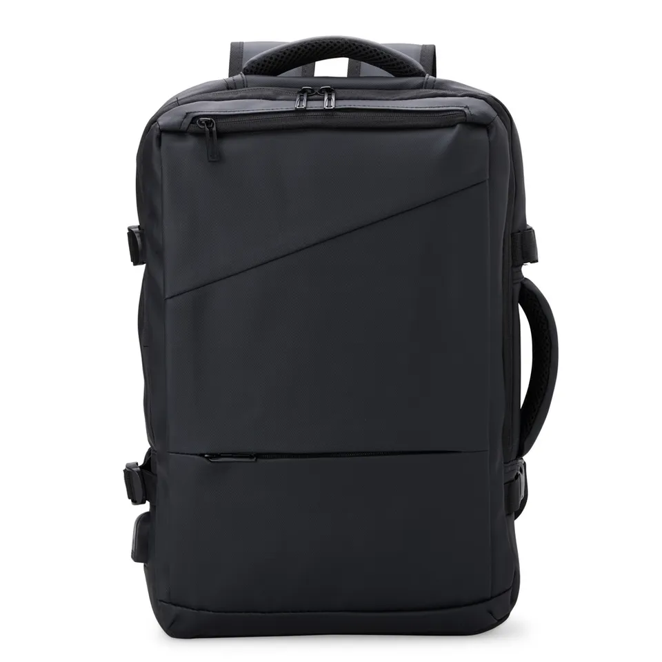Mochila para notebook de couro sintético personalizada 36 litros na cor preto