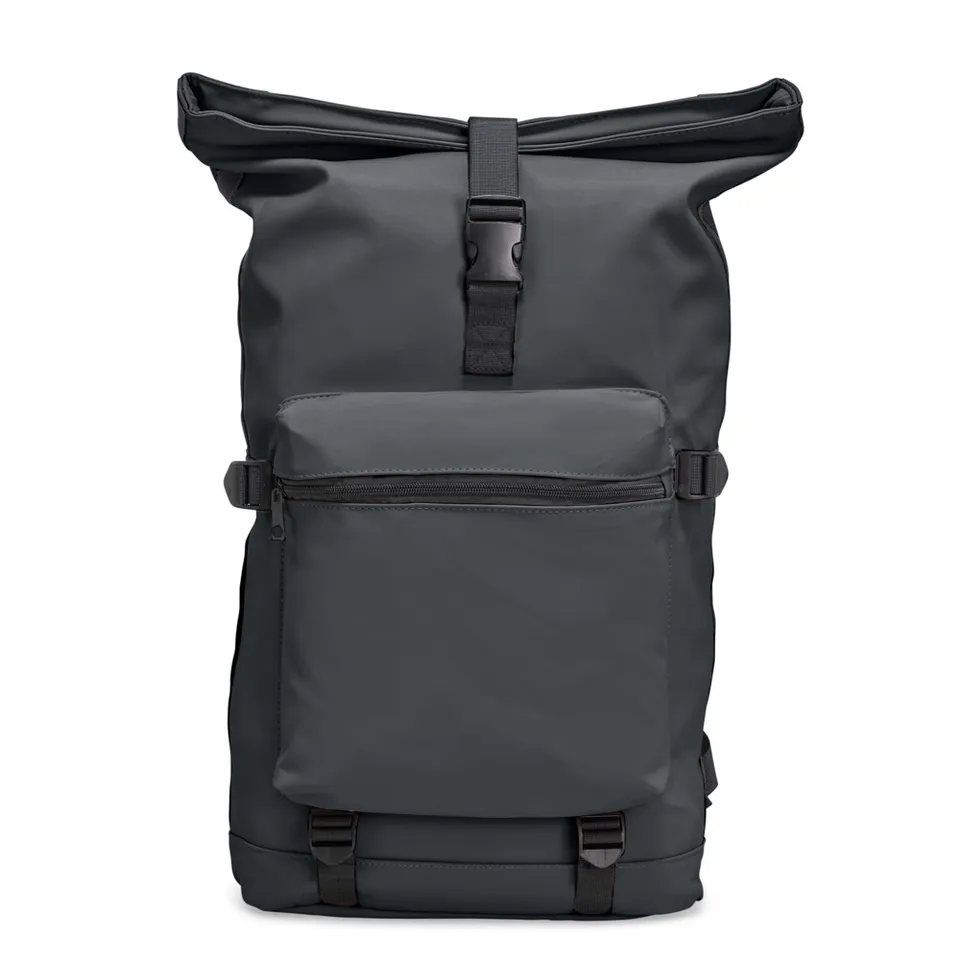 Mochila para notebook de couro sintético personalizada 41 litros na cor preto