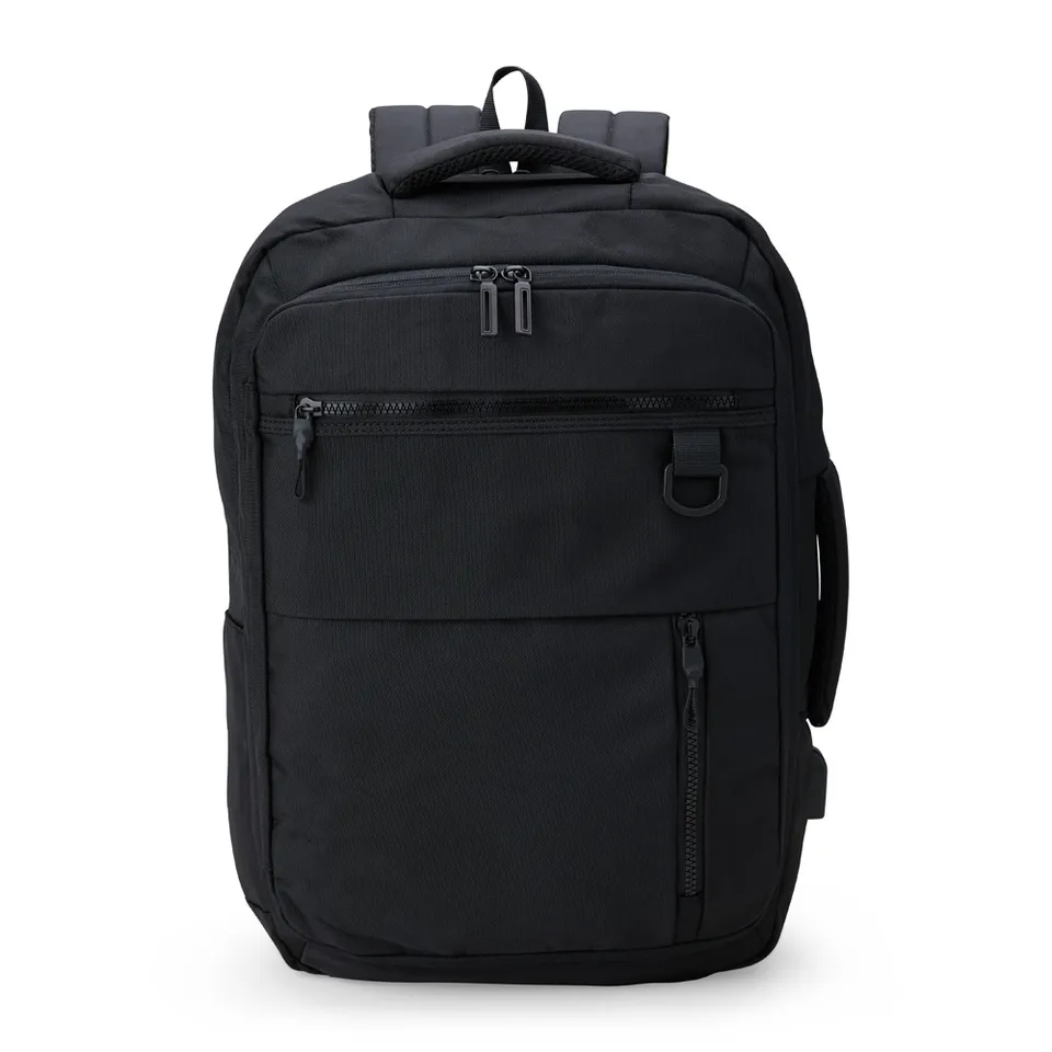 Mochila para notebook de nylon personalizada 20 litros com USB na cor preto