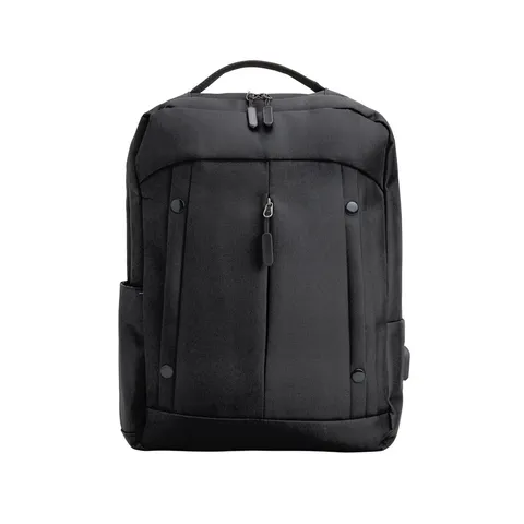Mochila para notebook de nylon personalizada 20 litros com USB e bolso lateral 41 × 30 cm (cód. 01353)