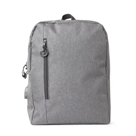 Mochila para notebook de nylon personalizada 21 litros com USB e bolso lateral 40 × 30 cm (cód. 15088)
