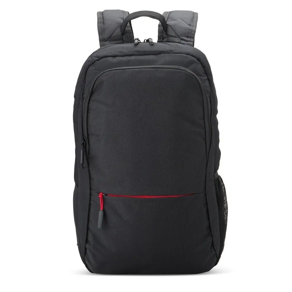 Mochila para notebook de nylon personalizada 24 litros impermeável com bolso lateral na cor preto