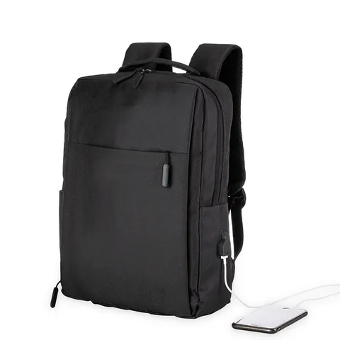 Mochila para notebook de nylon personalizada 20 litros com USB e bolso lateral 42 × 30 cm