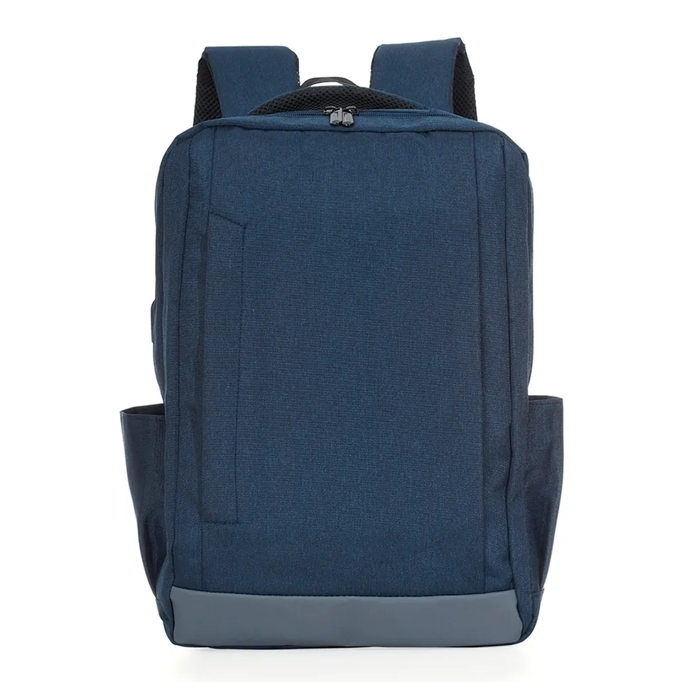 Mochila para notebook de nylon personalizada 21 litros com USB e bolso lateral 40 × 30 cm na cor azul