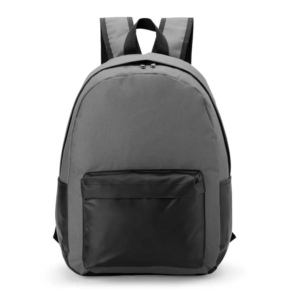 Mochila para notebook de nylon personalizada 23 litros impermeável com bolso lateral na cor cinza