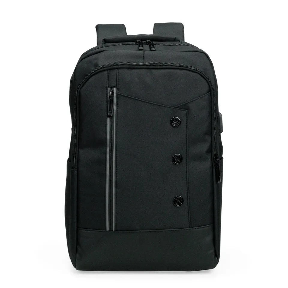 Mochila para notebook de poliéster personalizada 20 litros impermeável na cor preto