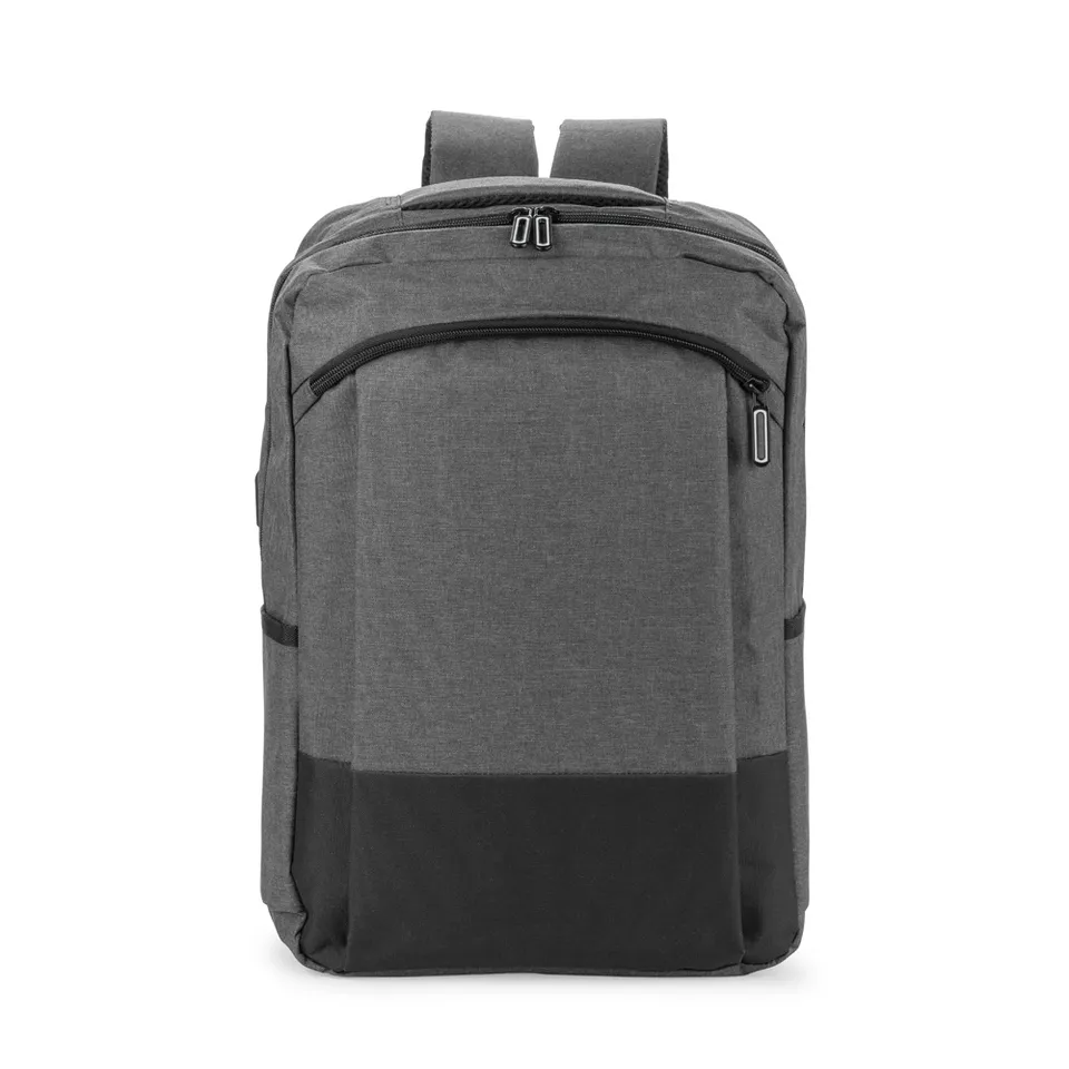 Mochila para notebook de poliéster personalizada 20 litros com USB na cor cinza