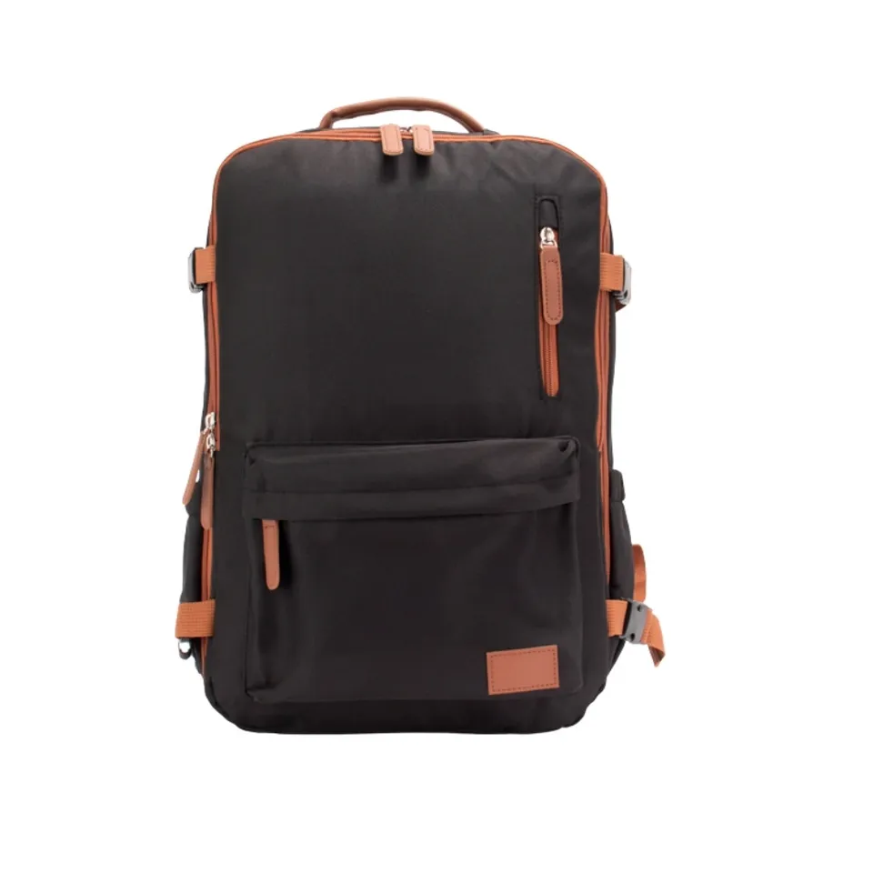 Mochila para notebook de poliéster personalizada 24 litros impermeável com bolso lateral 43 × 29 cm na cor preto