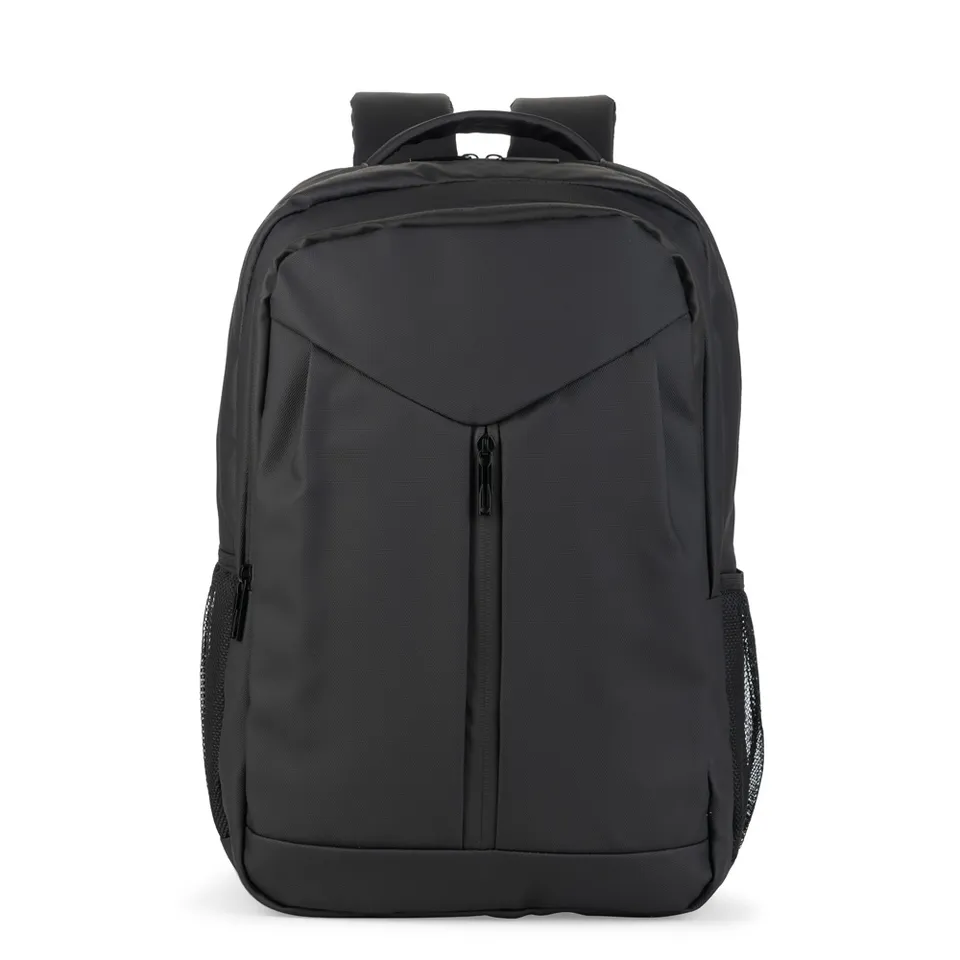 Mochila para notebook de PU personalizada 24 litros impermeável com bolso lateral 42 × 28,5 cm na cor preto
