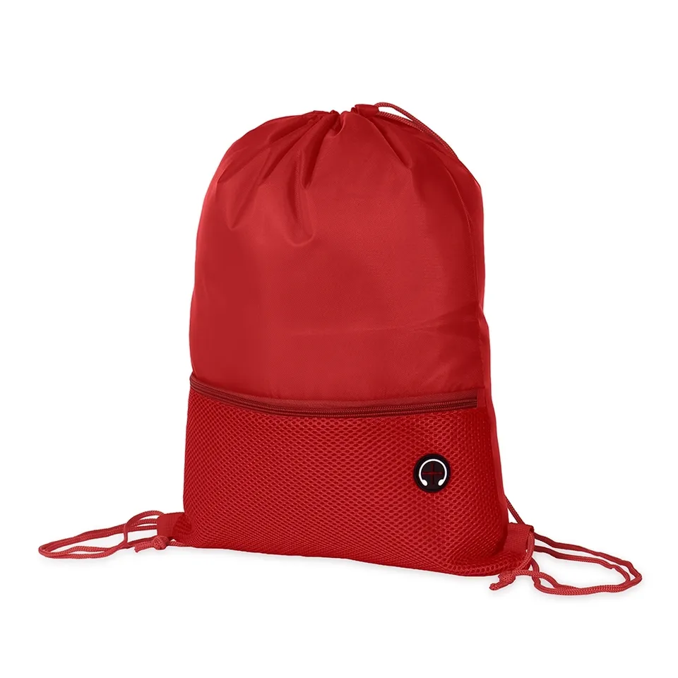 Mochila saco de poliéster personalizada na cor vermelho
