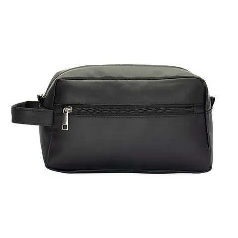 Necessaire de couro sintético personalizada impermeável com bolso frontal 15 × 25 cm