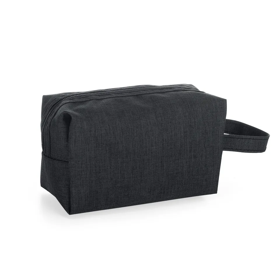 Necessaire de nylon personalizada impermeável 12 × 20 cm na cor preto