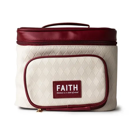 Necessaire de couro sintético personalizada impermeável com visor transparente 21 × 24 cm