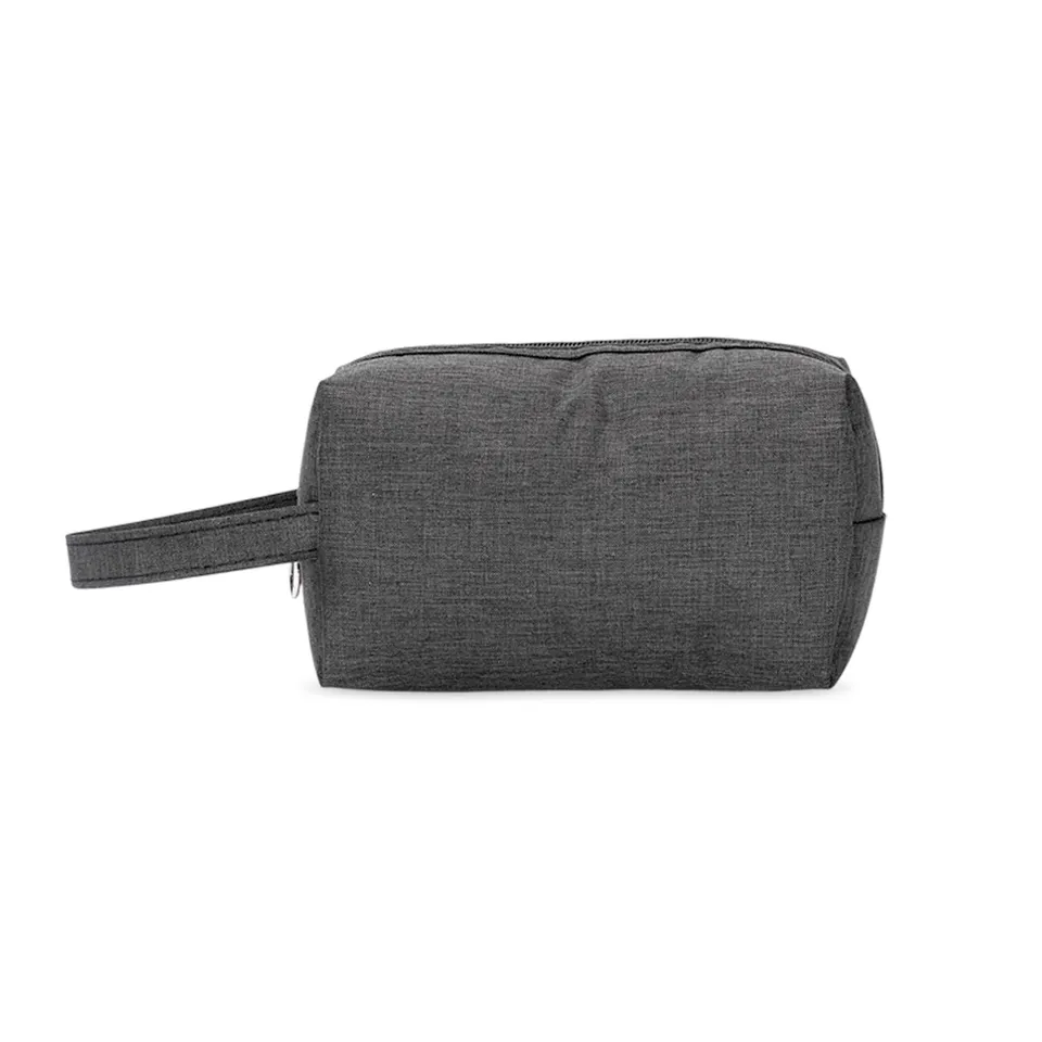 Necessaire de nylon personalizada impermeável 10,5 × 19 cm na cor preto