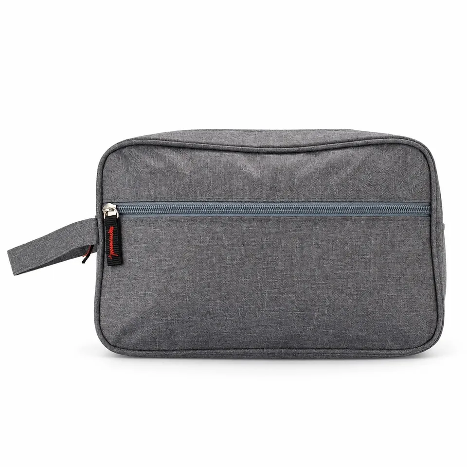 Necessaire oxford personalizada impermeável com compartimentos na cor cinza