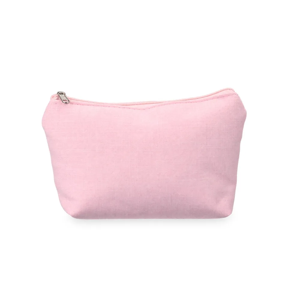 Necessaire de poliéster personalizada impermeável 13,5 × 23,5 cm na cor rosa