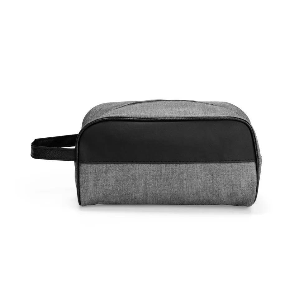 Necessaire de PU personalizada impermeável 14 × 26 cm na cor cinza