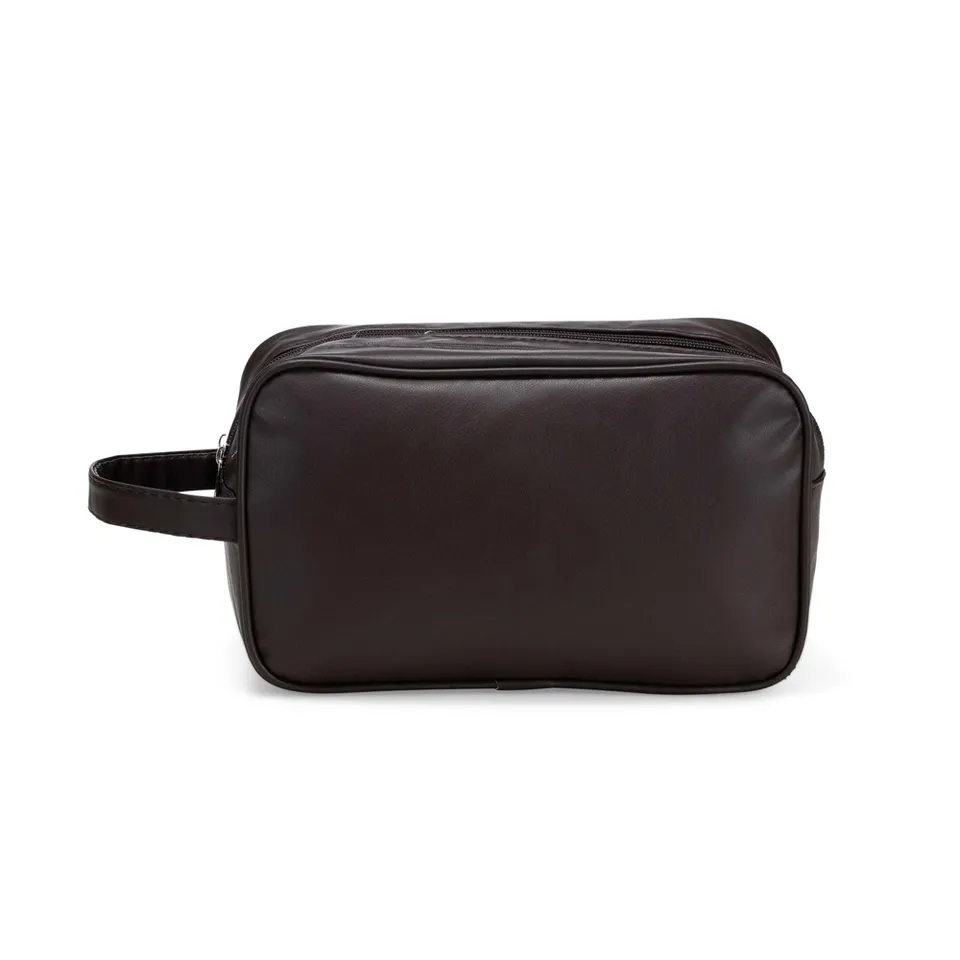 Necessaire de PU personalizada impermeável com compartimentos 16 × 26 cm na cor marrom