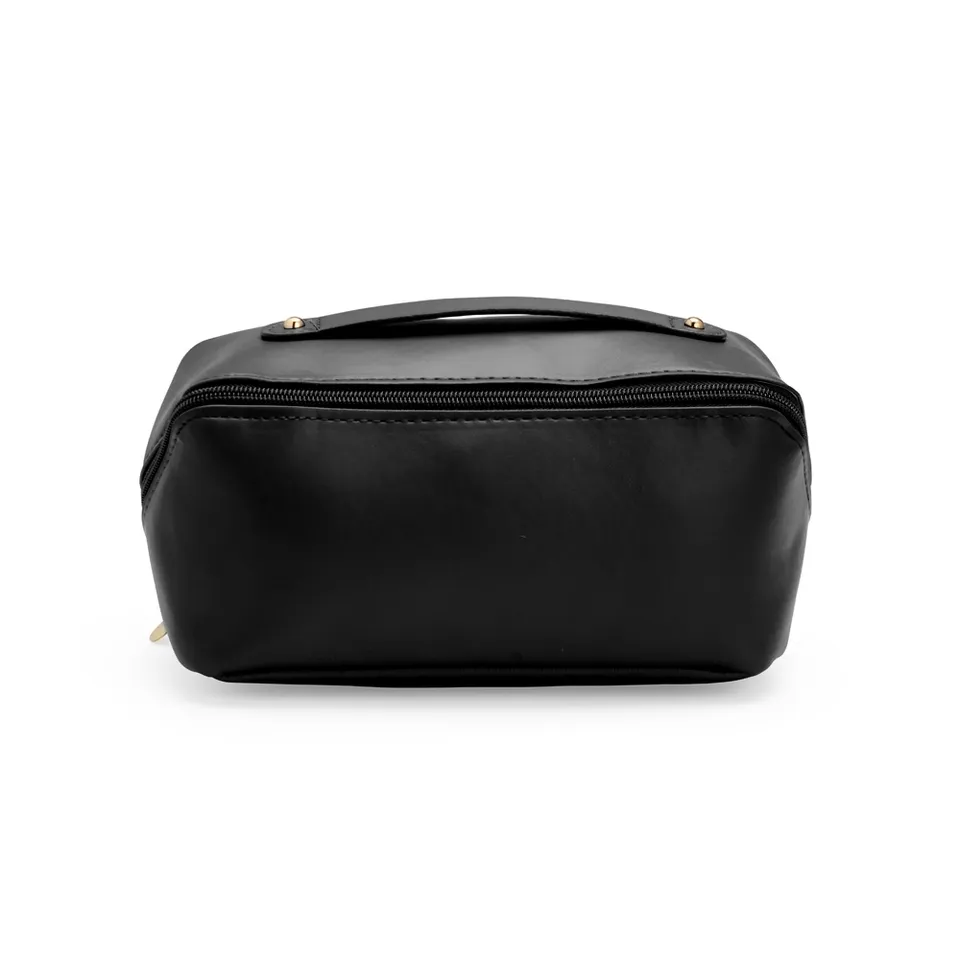 Necessaire de PU personalizada impermeável com abertura de 180° 11 × 22,5 cm na cor preto