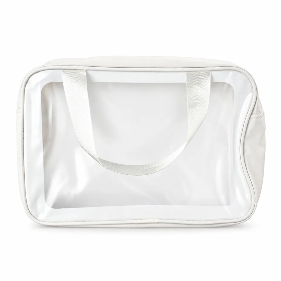 Necessaire de PVC personalizada fosca com compartimentos na cor branco