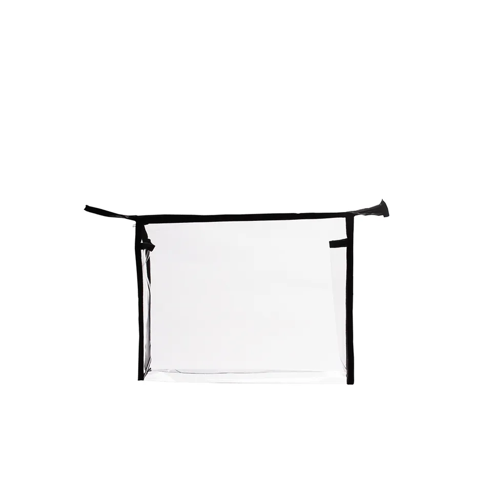 Necessaire de PVC personalizada com visor transparente 24 × 32 cm na cor preto