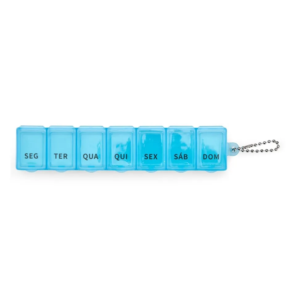 Porta comprimidos semanal plástico na cor azul