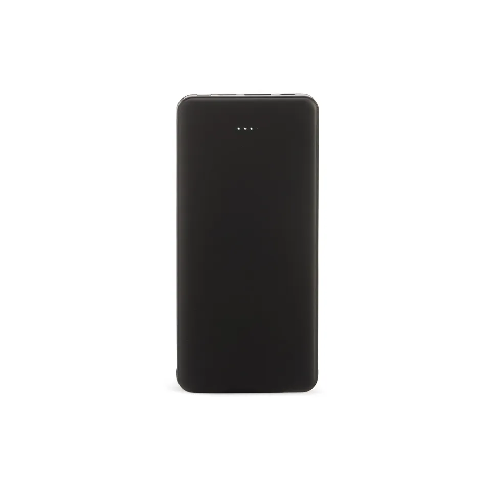 Power bank personalizado 10.000 mAh com indicador LED na cor preto
