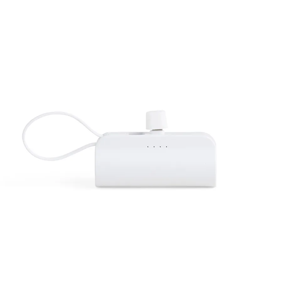 Power bank personalizado 5.000 mAh com suporte para celular na cor branco