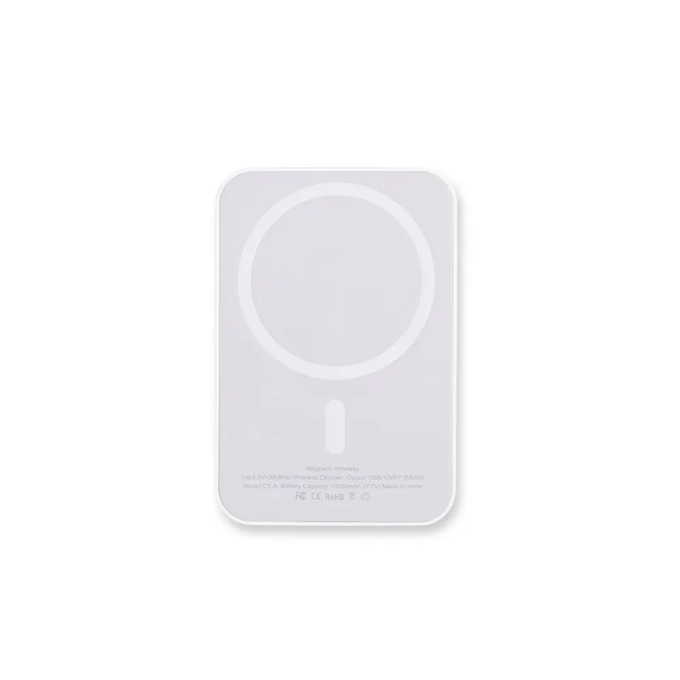 Power bank por indução personalizado 10.000 mAh na cor branco