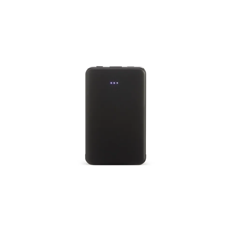 Power bank de plástico personalizado 5.000 mAh na cor preto