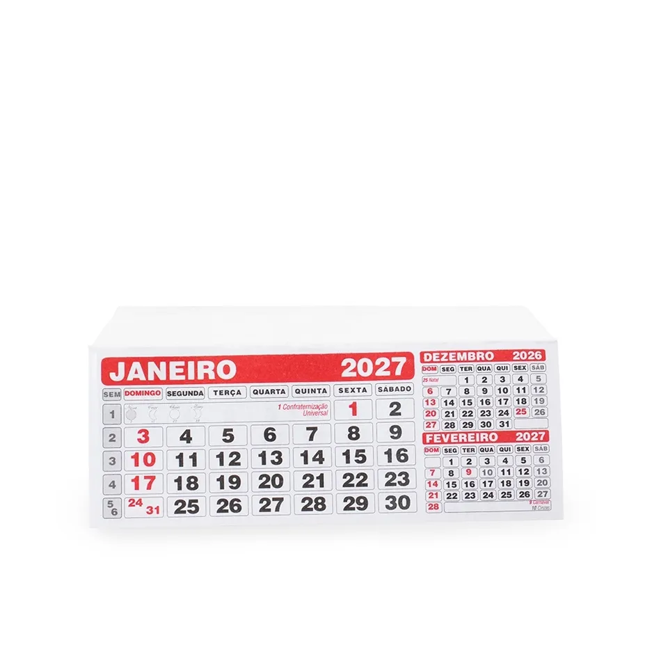 Refil calendário de mesa na cor branco