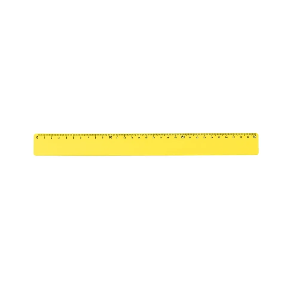 Régua plástica 30cm na cor amarelo