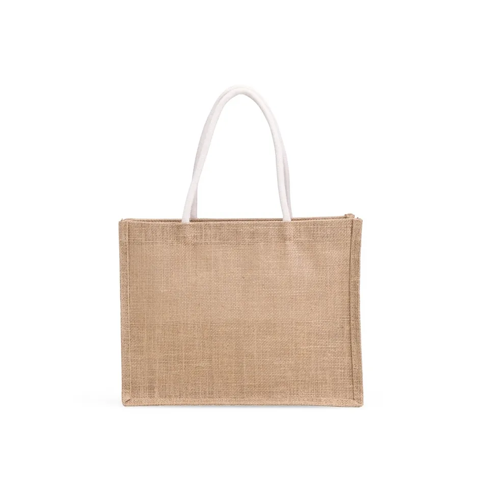 Sacola ecobag de juta personalizada na cor branco