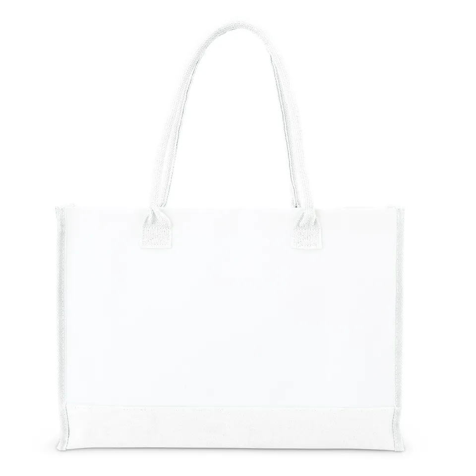 Sacola ecobag de lona personalizada 30 × 42,5 cm na cor branco