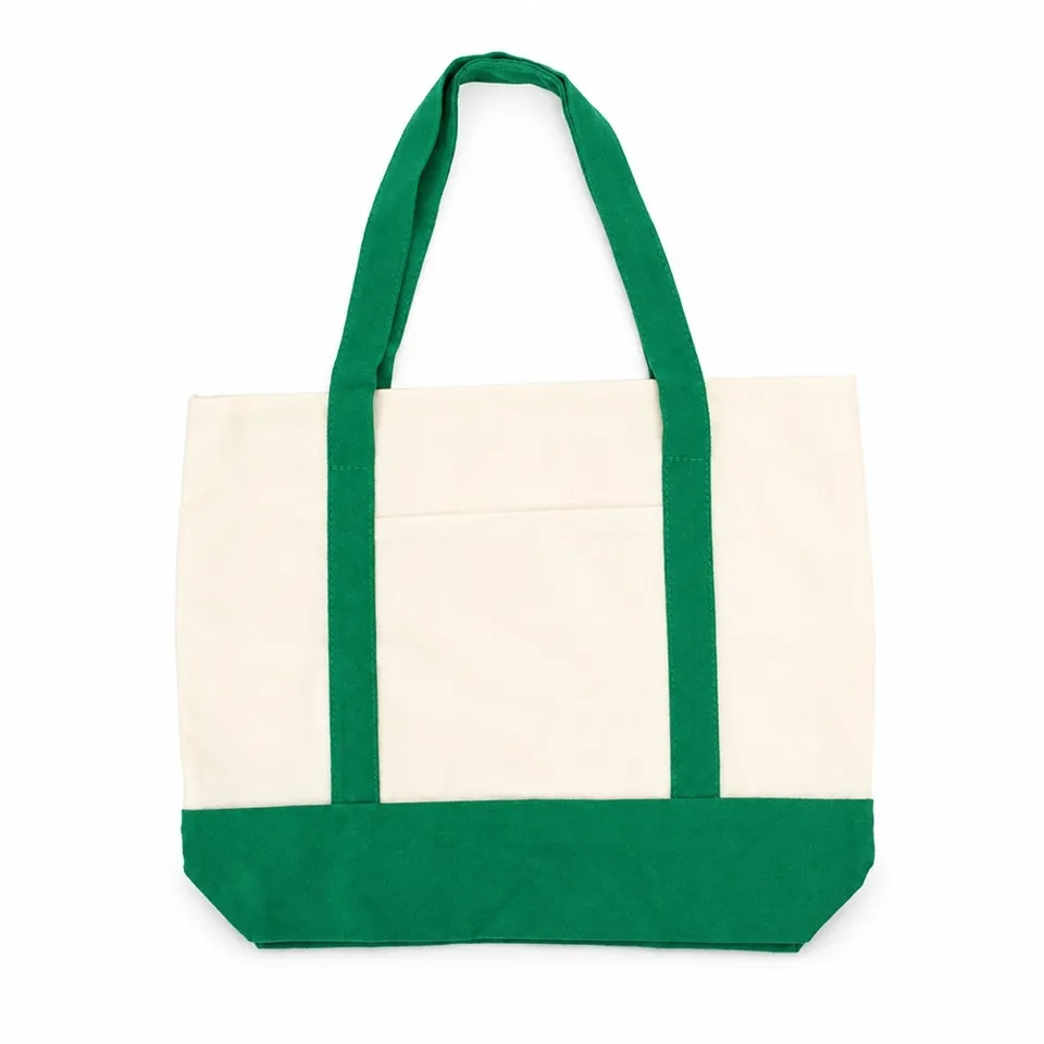 Sacola ecobag de lona personalizada impermeável com bolso frontal na cor verde